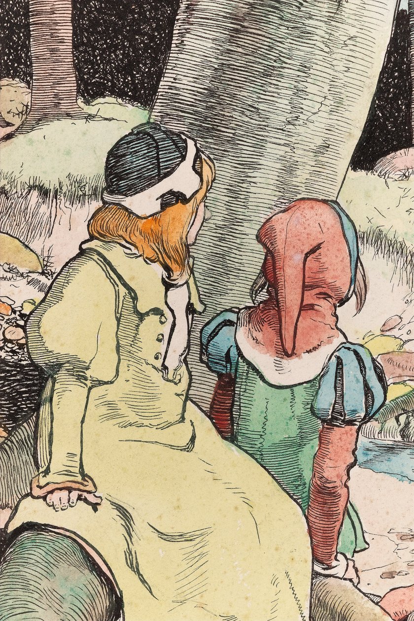 The Babes in the Wood, ok. 1900 (akwarela, długopis i atrament na papierze) (detal 244428) autorstwa John Hassall