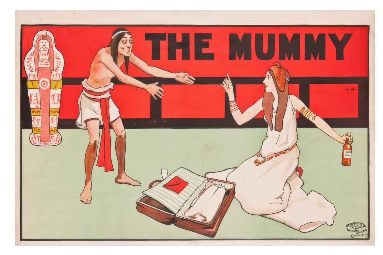 "The Mummy" / J. Hassall / plakat, 1896 r. autorstwa John Hassall