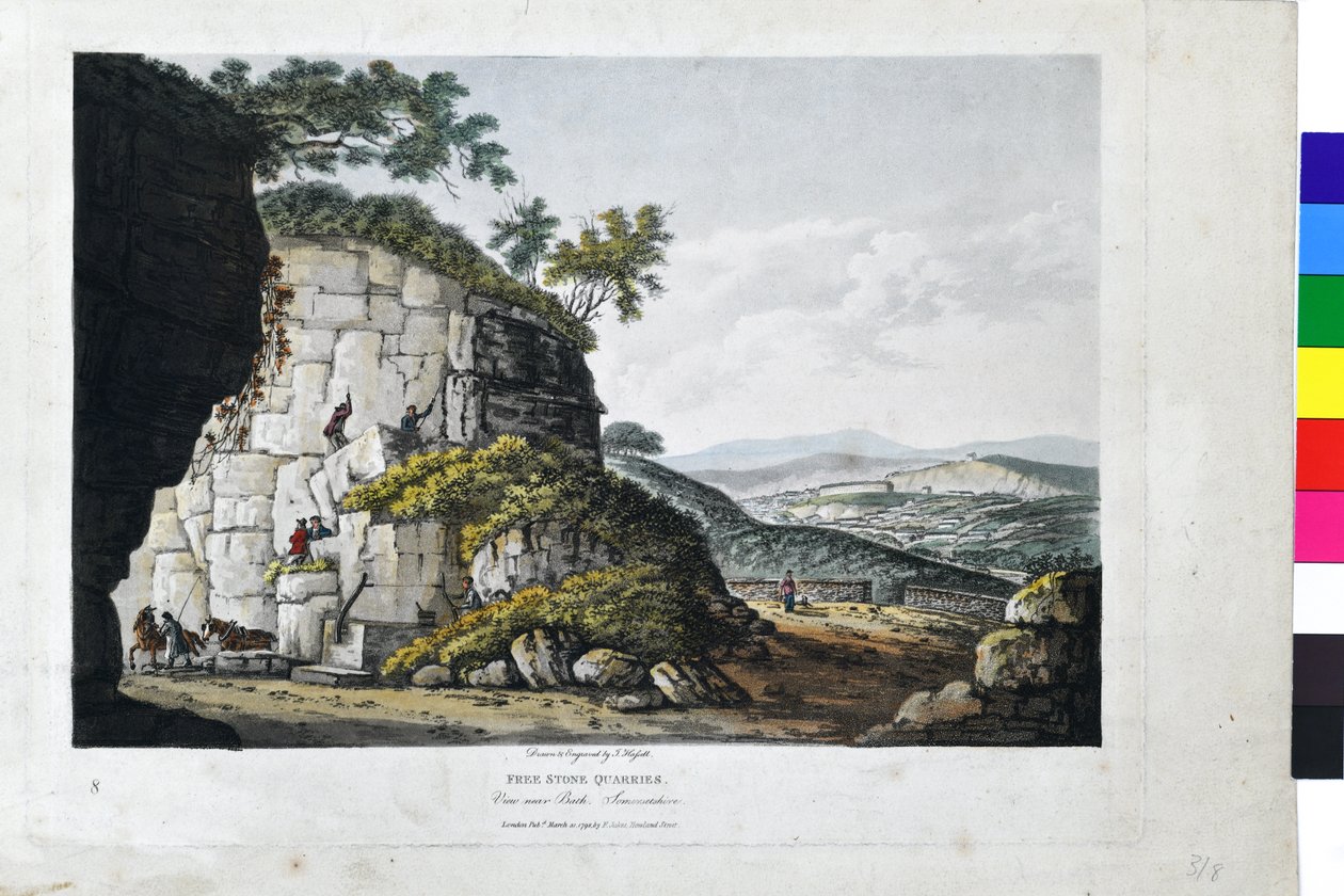 Darmowe kamieniołomy. Widok w pobliżu Bath, Somersetshire autorstwa John Hassell