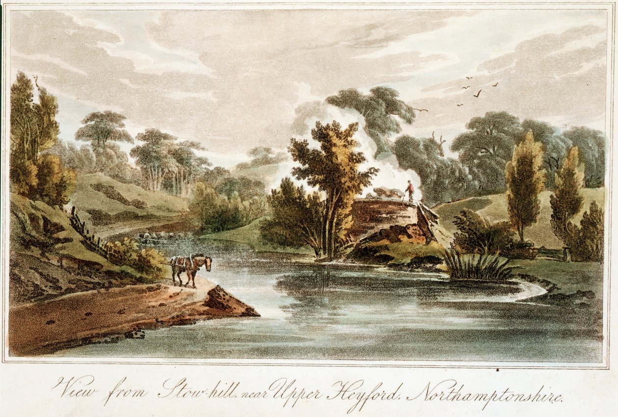 Kanał Grand Junction ze Stow Hill w pobliżu Upper Heyford, Northamptonshire, 1819 autorstwa John Hassell