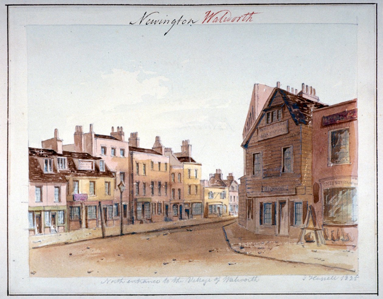 Widok wsi Walworth, Southwark, od północnego wejścia, Londyn, 1825 autorstwa John Hassell