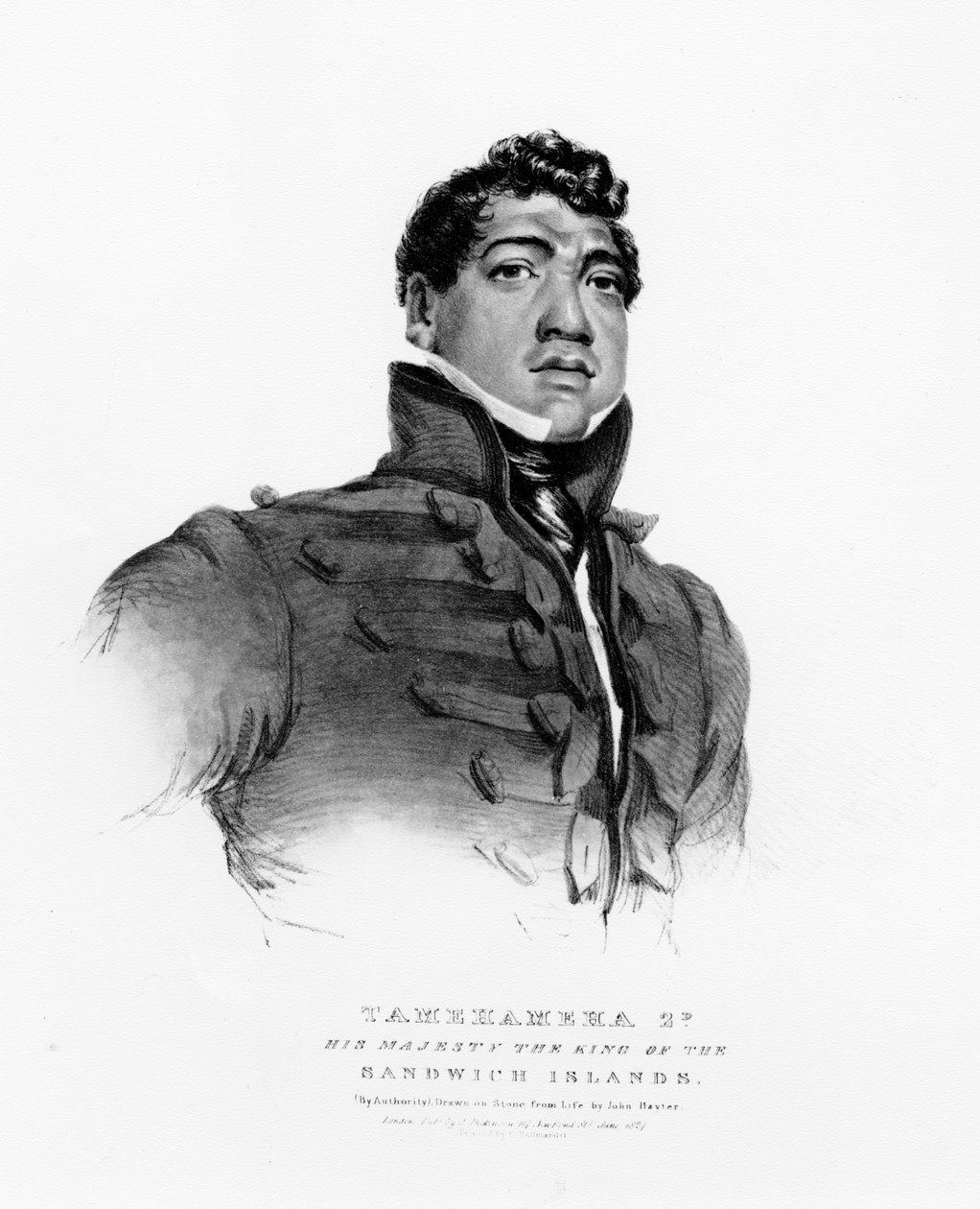 Tamehameha II, Jego Wysokość Król Wysp Sandwich, 1824 autorstwa John Hayter