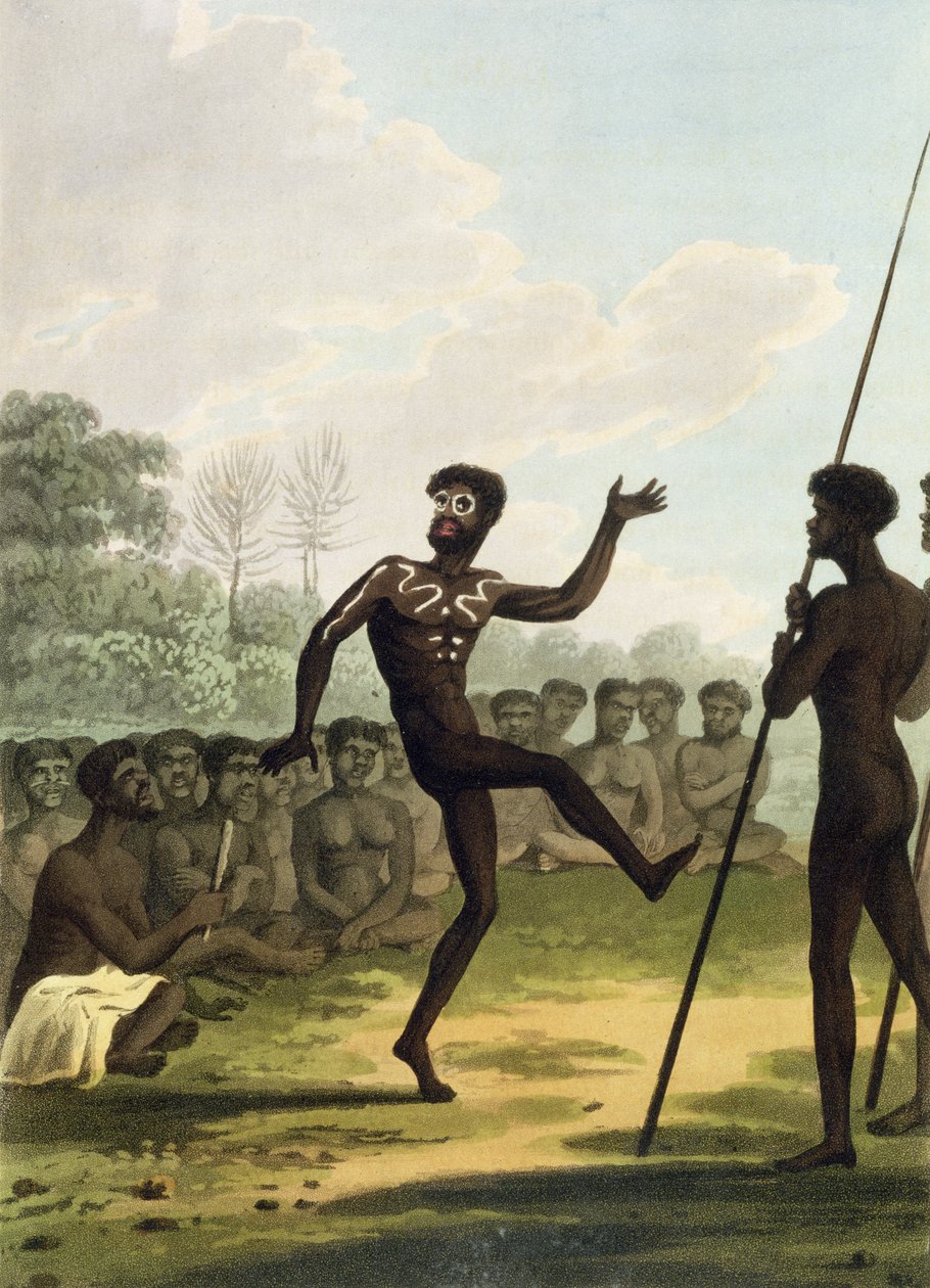 The Dance, aborygeni z Nowej Południowej Walii, rycina Matthew Dubourg (fl.1813-1820) pub. 1813 autorstwa John Heaviside Clark