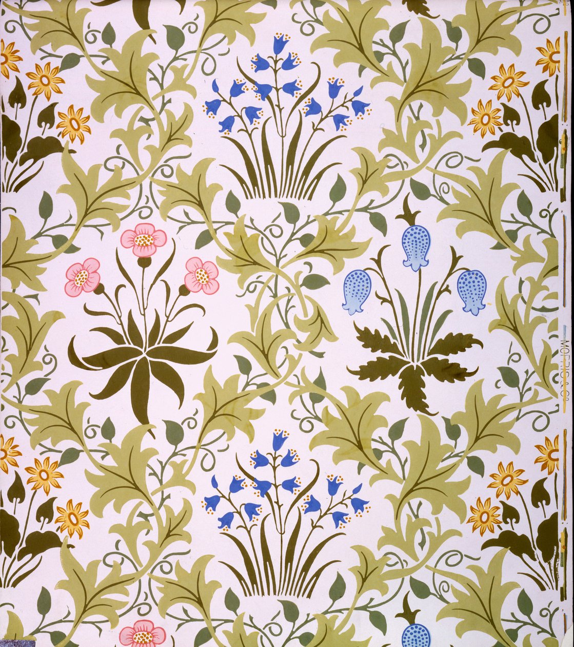 Projekt tapety glistnika, koniec 1896 (kolorowy druk na papierze) autorstwa John Henry Dearle