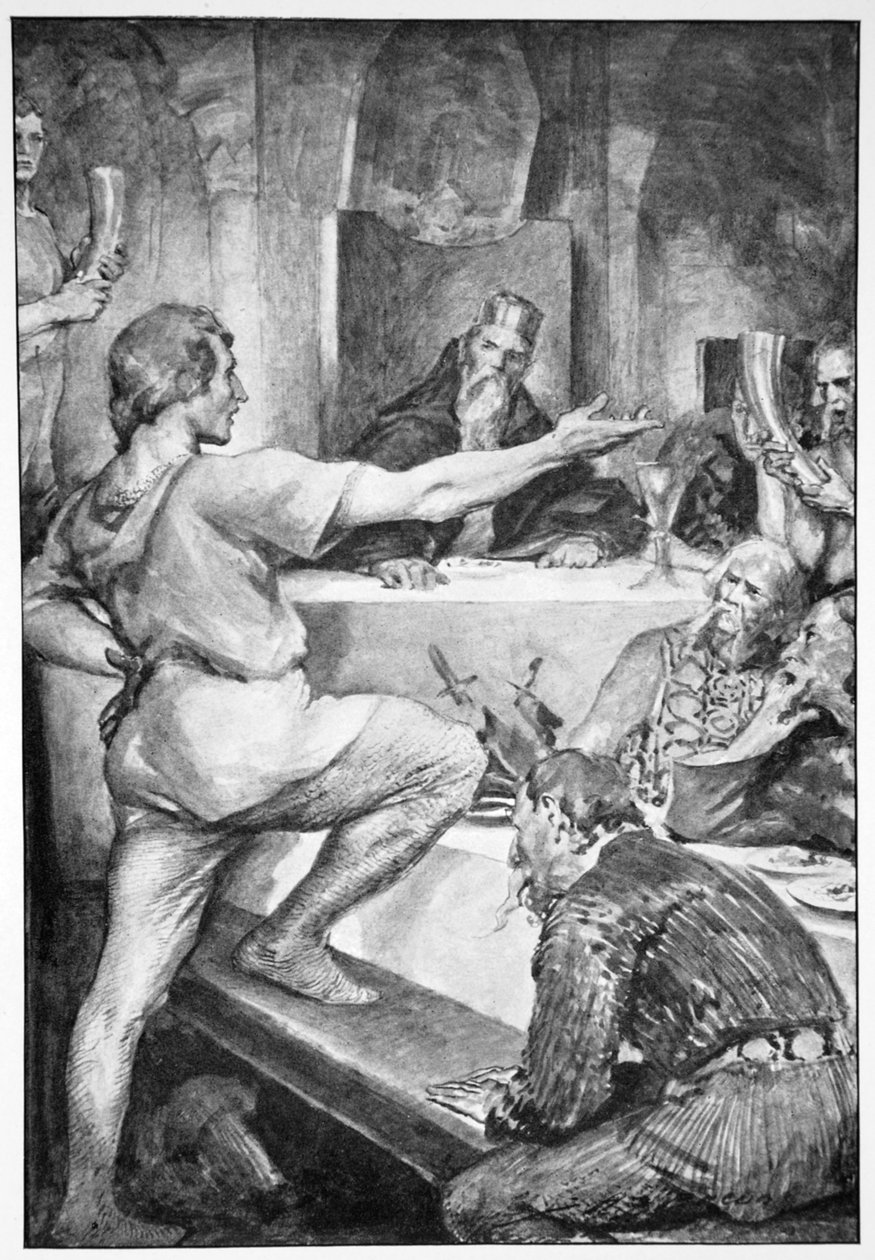 „Beowulf wyniośle odpowiada Hunferthowi”, 1910. autorstwa John Henry Frederick Bacon