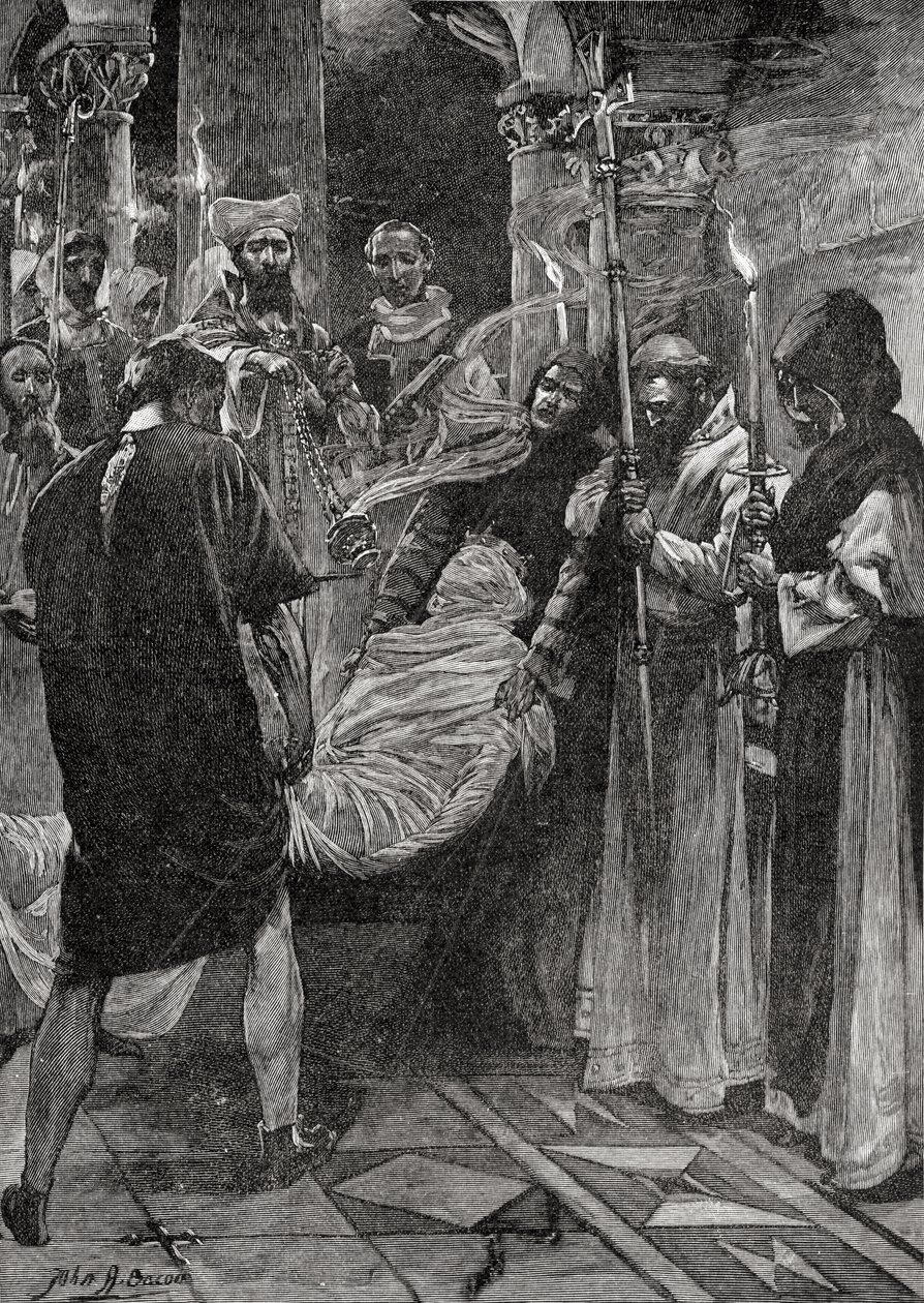 Pogrzeb króla Ethelberta z Kentu, z książki „Kościół anglikański: historia dla ludu”, wydanej ok. 1910 r. autorstwa John Henry Frederick Bacon