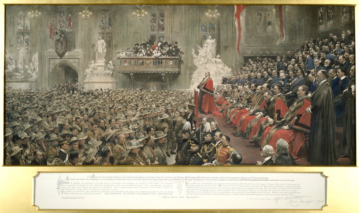 City Imperial Volunteers w Guildhall, Londyn, 1900. autorstwa John Henry Frederick Bacon