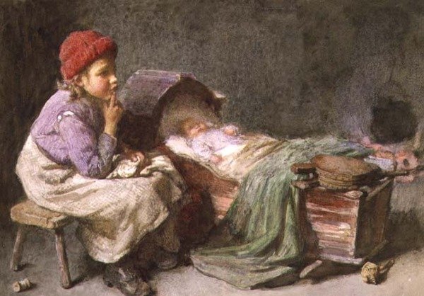 Cicho, cicho (akwarela) autorstwa John Henry Henshall