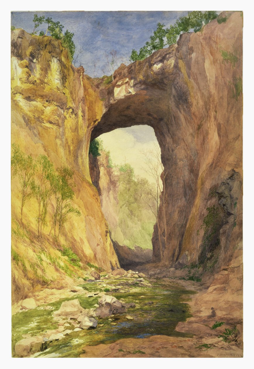 Natural Bridge, Virginia, 1876 (toaleta i ołówek na papierze) autorstwa John Henry Hill