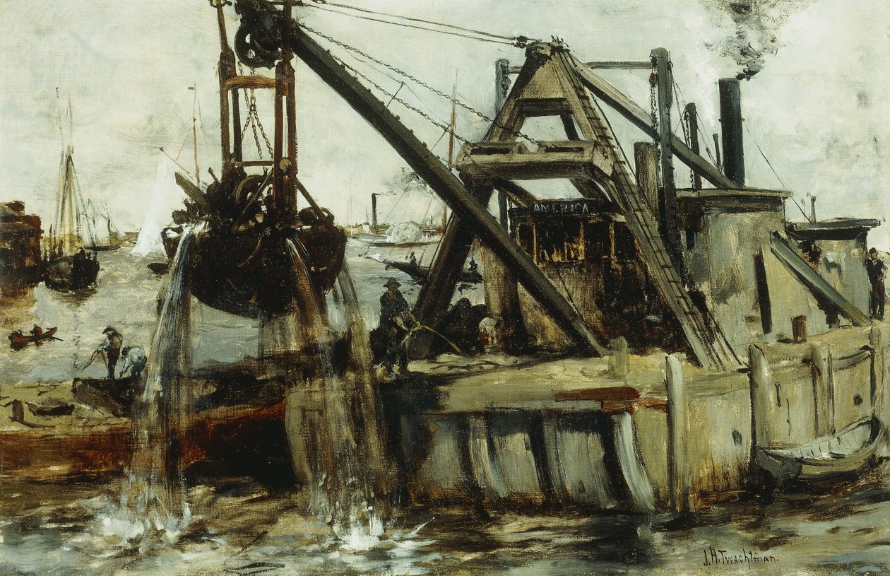 Pogłębianie w East River, autorstwa John Henry Twachtman