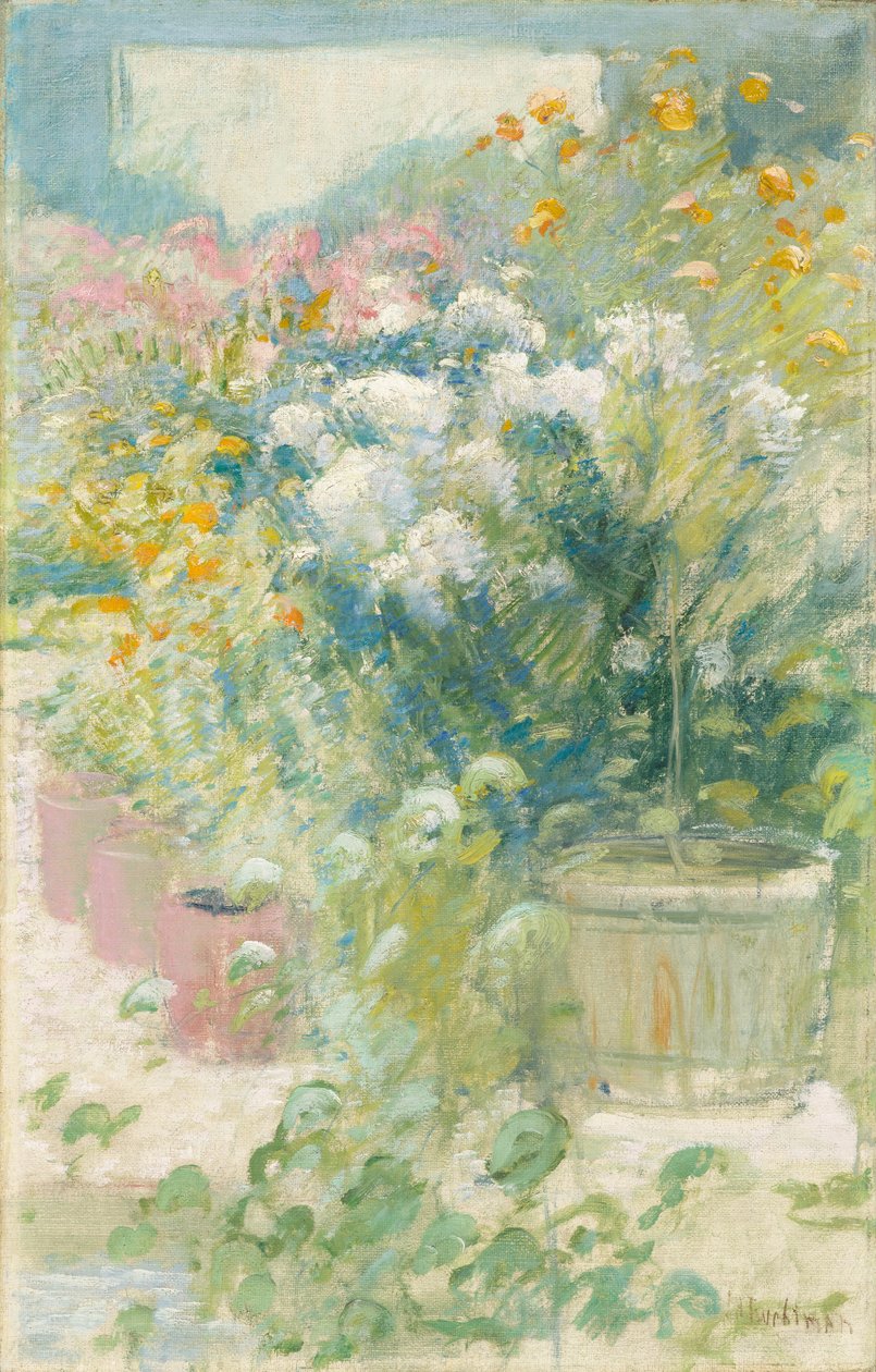 W szklarni, ok. 1895 (olej na płótnie) autorstwa John Henry Twachtman