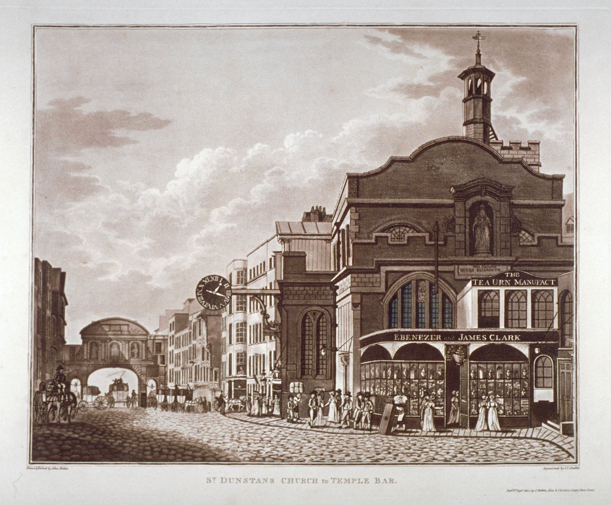 Fleet Street od St Dunstan na zachodzie do Temple Bar, City of London, 1802 autorstwa John Hickin