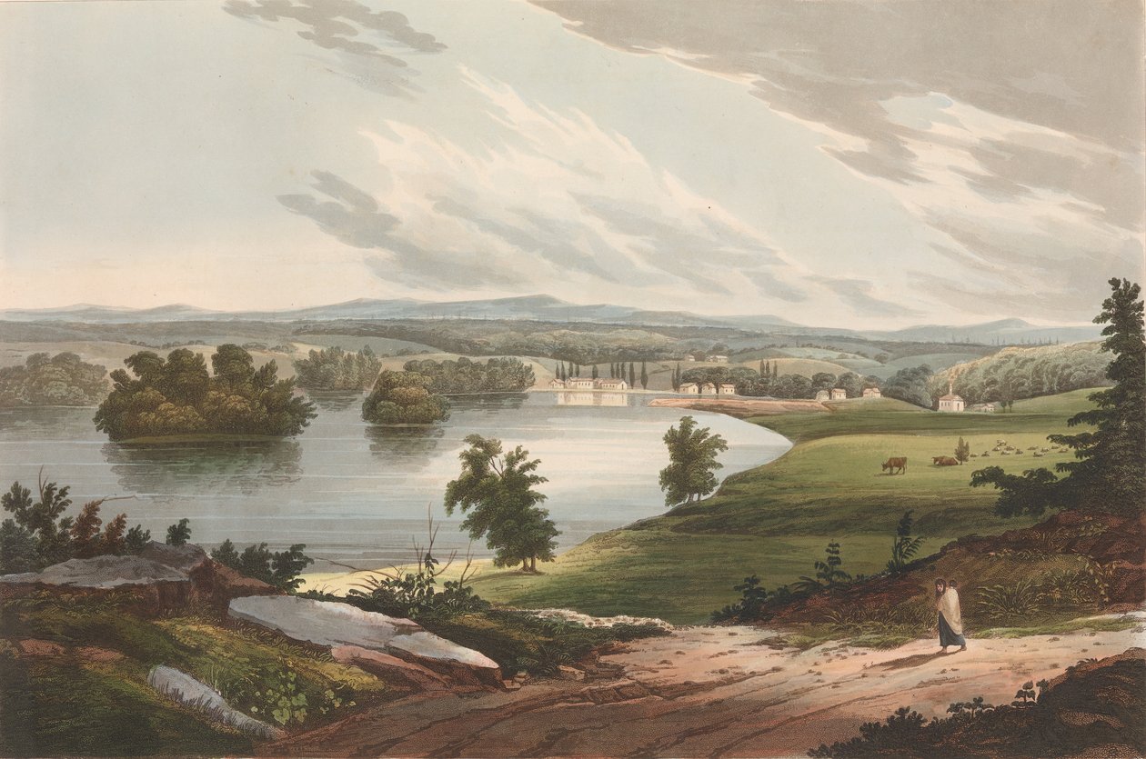 Fort Edward nr 10 z portfela rzeki Hudson, 1822-23. autorstwa John Hill
