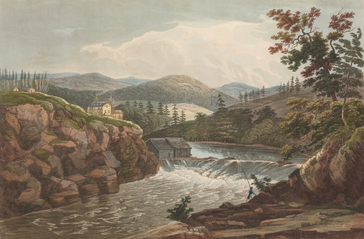 Little Falls w Luzerne nr 1 portfela rzeki Hudson, 1822-23. autorstwa John Hill