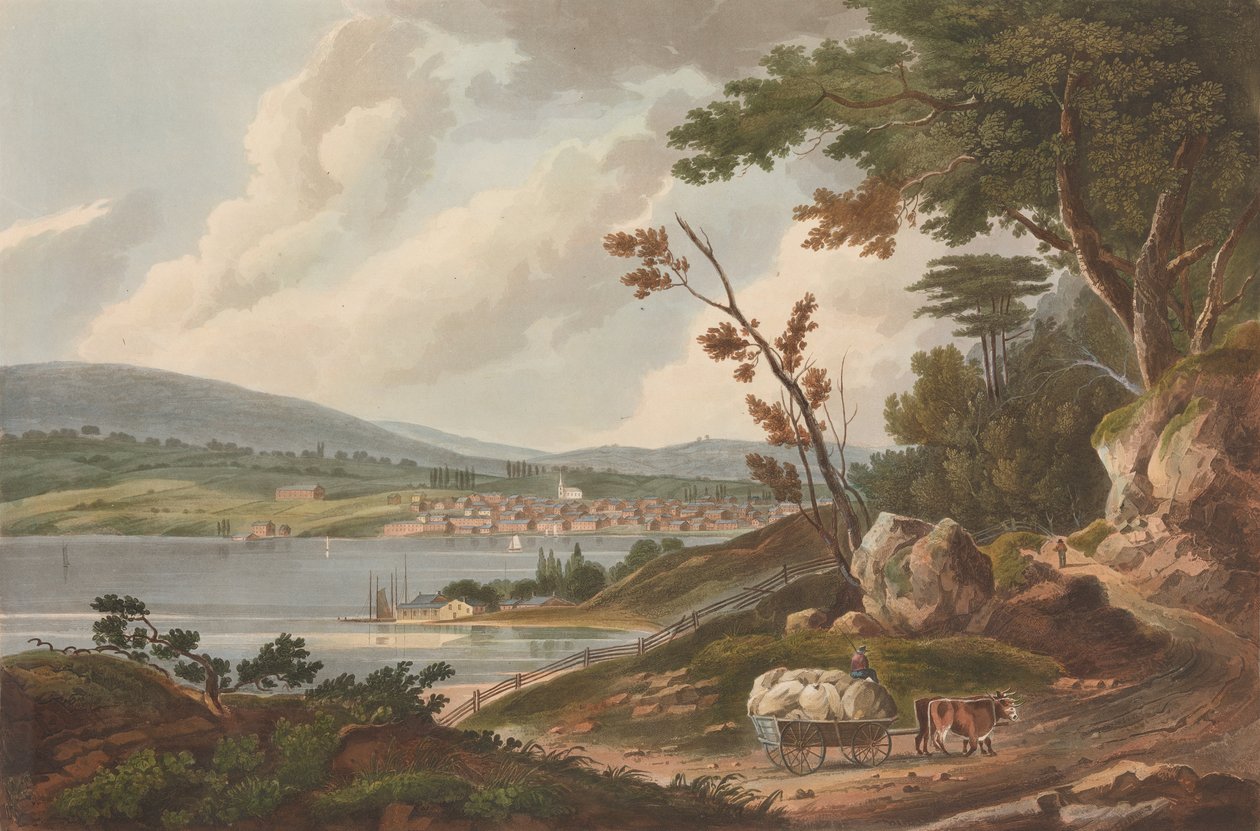 Newburg [Newburgh] nr 14 Teki nad rzeką Hudson, 1825. autorstwa John Hill