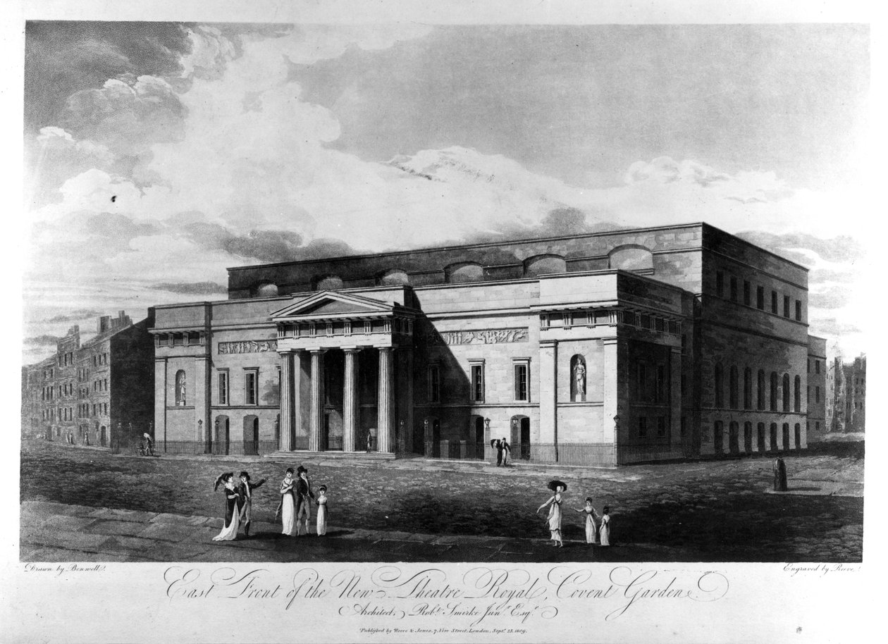 East Front of the New Theatre Royal, Covent Garden, grawerowane przez Richarda Reeve