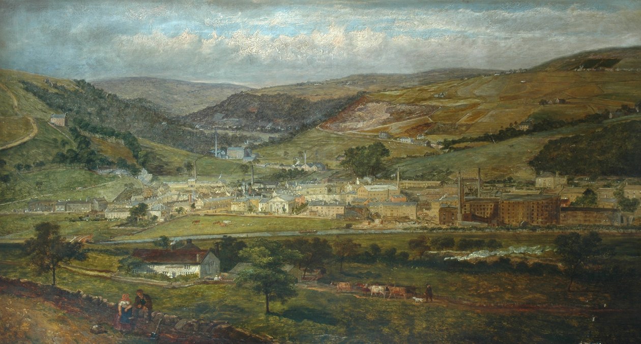 Hebden Bridge z Palace House, Fairfield, 1869 autorstwa John Holland