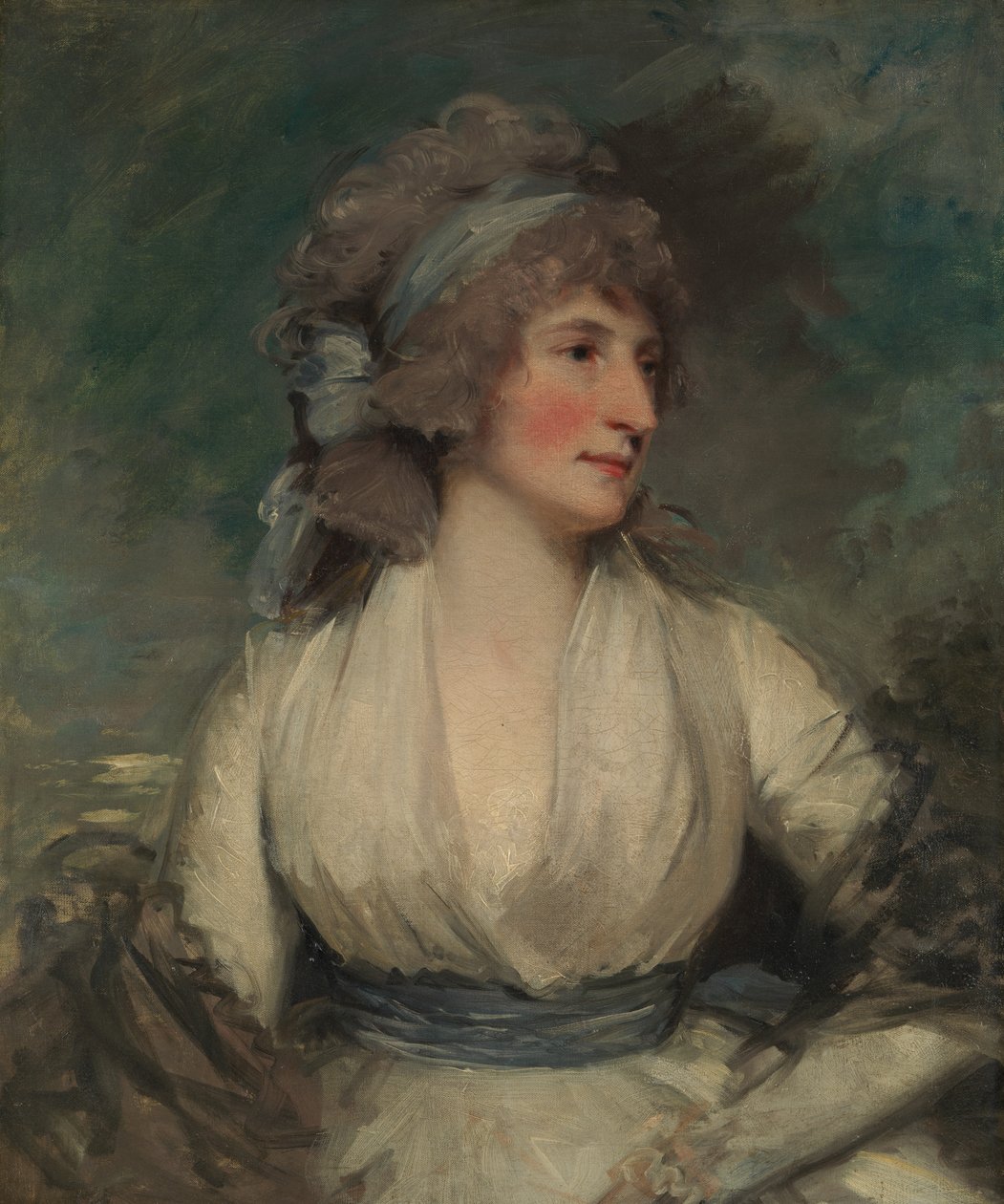 Portret kobiety, rewers, obecnie pokryty płótnem podścielającym Studium głowy dziecka, lata 1790. autorstwa John Hoppner