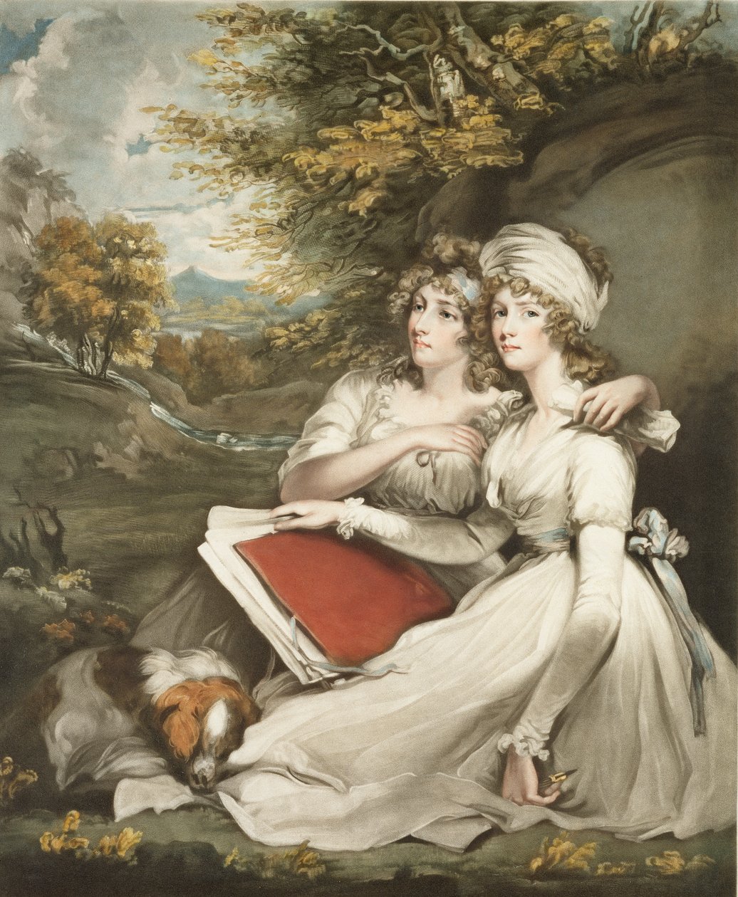 Córki Sir Thomasa Franklanda, Bart., grawerowane i pub. autorstwa Williama Warda (1766-1826), 1797 (rycina mezzotinta) autorstwa John Hoppner