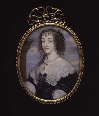No.3862 Królowa Henrietta Maria, żona króla Karola I, ok. 1640 (welin na karcie do gry) autorstwa John Hoskins