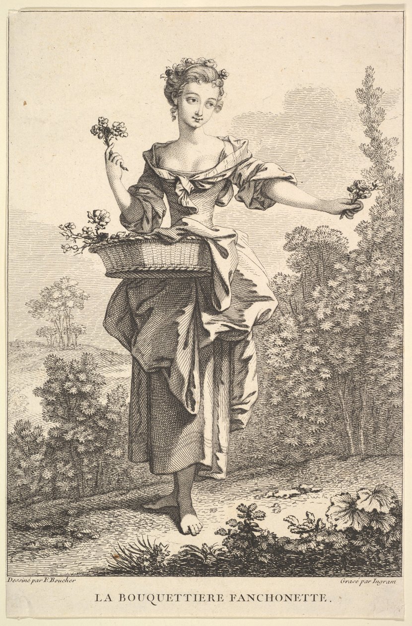 Fanchonette Flower Girl, 1741-63. autorstwa John Ingram