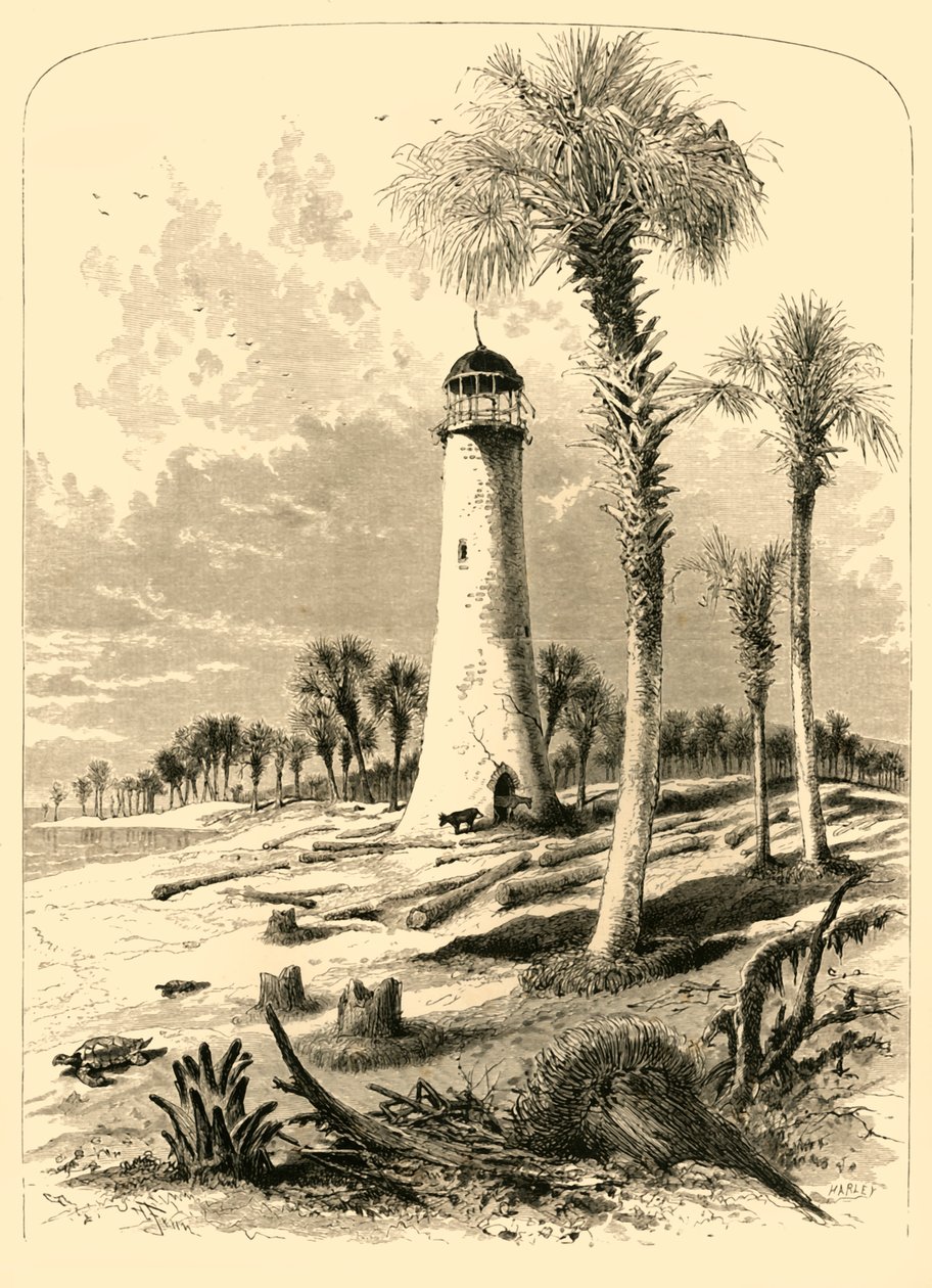 „Latarnia barowa, ujście rzeki św. Jana”, 1872 r. autorstwa John J. Harley