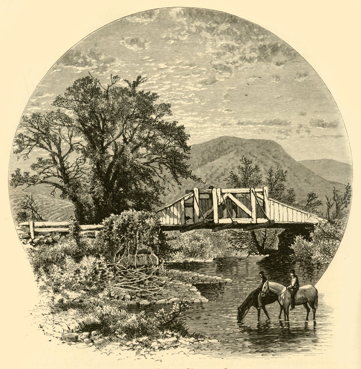 „Stary Most, Blackberry River, niedaleko Kanaanu”, 1874. autorstwa John J. Harley