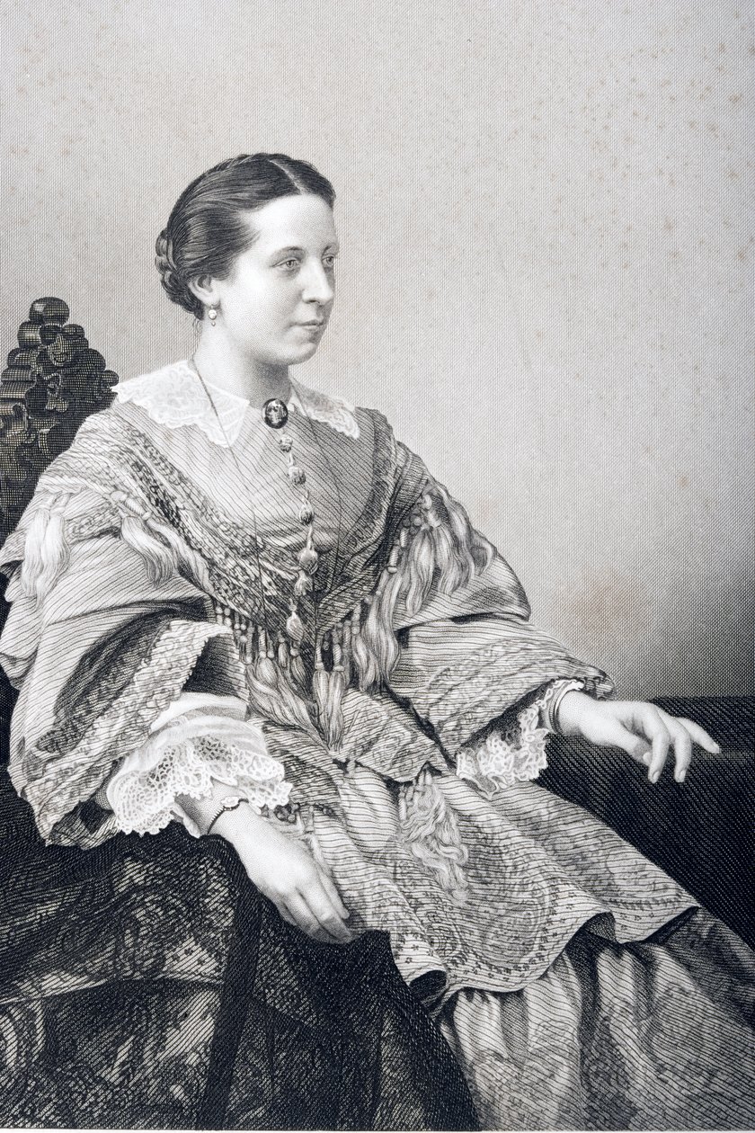 Clara Novello (1818-1908) wyryta przez D.J. Pounda z fotografii, z "The Drawing-Room of Eminent Personages, Volume 2", wydanej w Londynie w 1860 r. autorstwa John Jabez Edwin Paisley Mayall