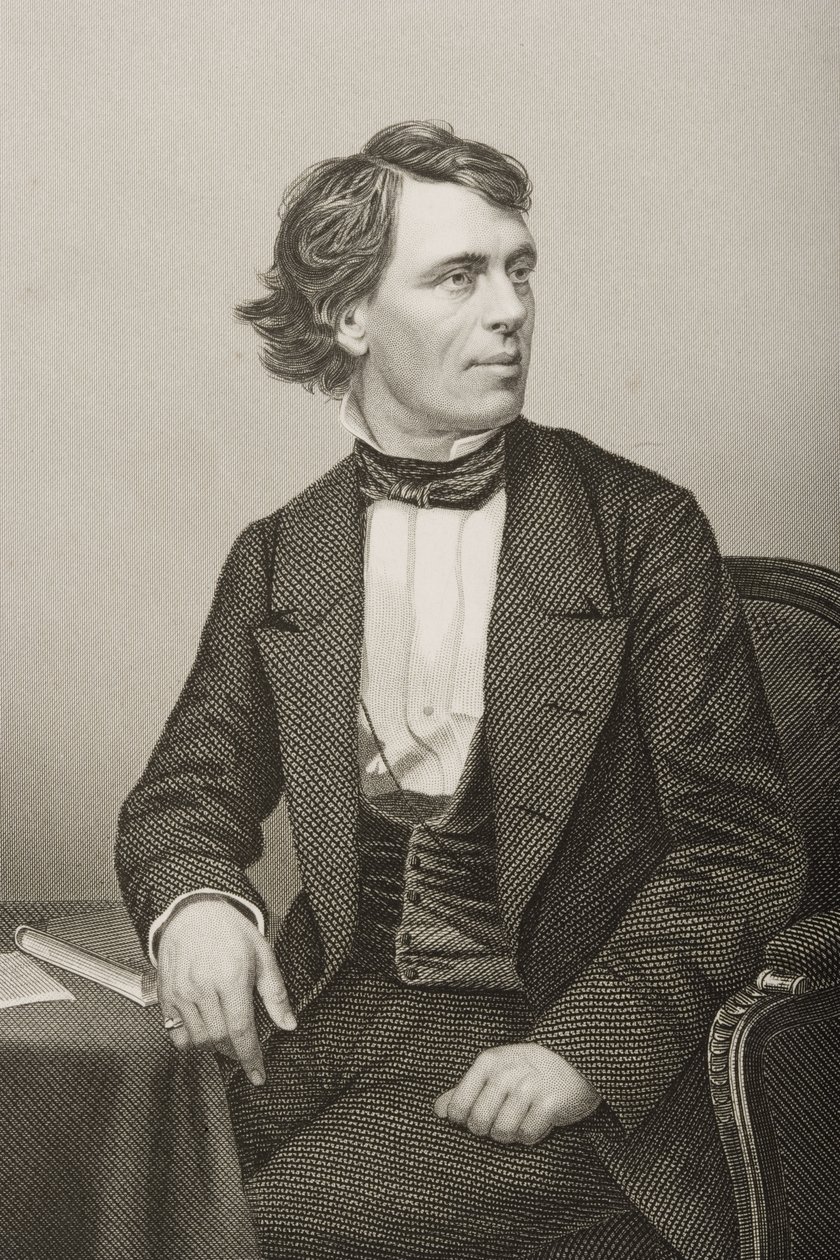 John Bartholomew Gough (1817-86) rytowany przez D.J. Pound z fotografii, z „The Drawing-Room of Eminent Personages, Volume 2”, wydanej w Londynie, 1860 autorstwa John Jabez Edwin Paisley Mayall