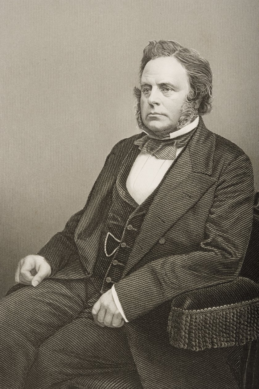 John Bright (1811-89) grawerowane przez D.J. Pound z fotografii, z „The Drawing-Room of Eminent Personages, tom 2”, wydanej w Londynie, 1860 (rycina) autorstwa John Jabez Edwin Paisley Mayall