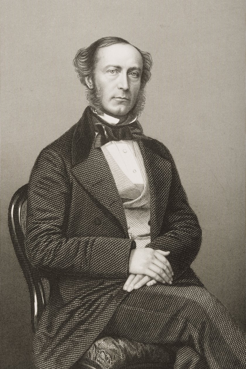 John Walter (1818-94) rytowany przez D.J. Pound z fotografii, z „The Drawing-Room of Eminent Personages, Volume 2”, wydanej w Londynie, 1860 autorstwa John Jabez Edwin Paisley Mayall