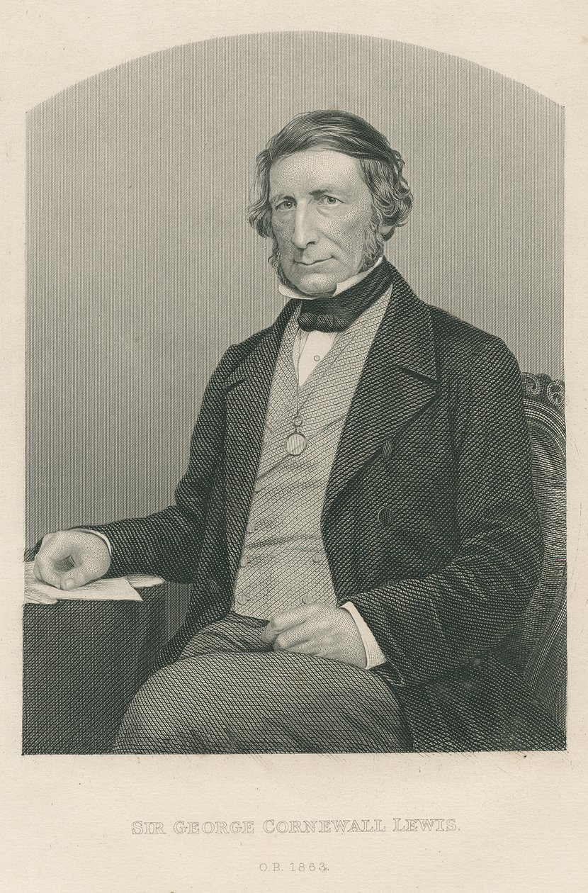 Sir George Cornewall Lewis, wyryty przez D.J. Pounda z fotografii, z "The Drawing-Room of Eminent Personages, Volume 2", wydanej w Londynie, 1860 r. autorstwa John Jabez Edwin Paisley Mayall