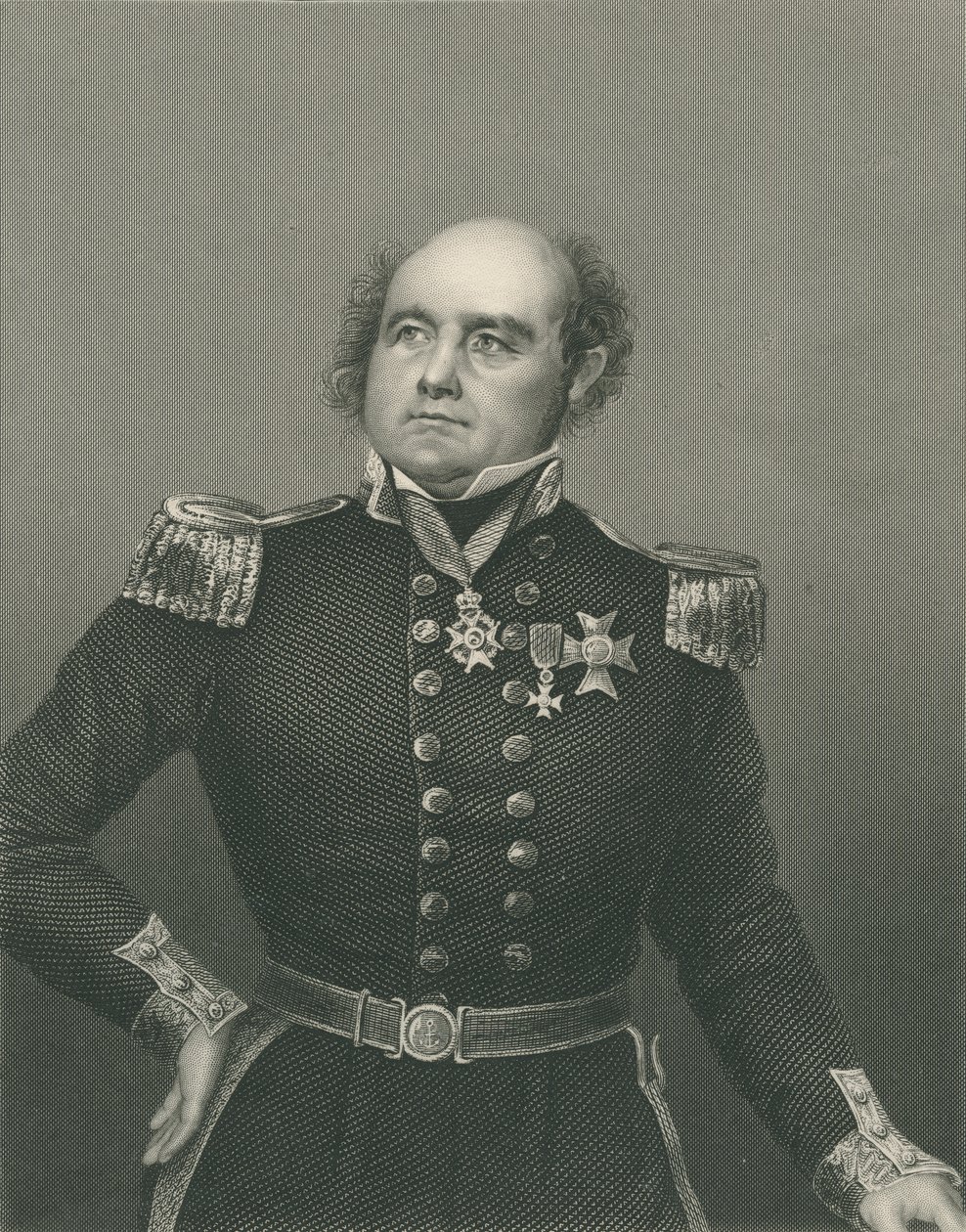 Sir John Franklin grawerowany przez D.J. Pound z fotografii, z „The Drawing-Room of Eminent Personages, Volume 2”, wydanej w Londynie, 1860 autorstwa John Jabez Edwin Paisley Mayall