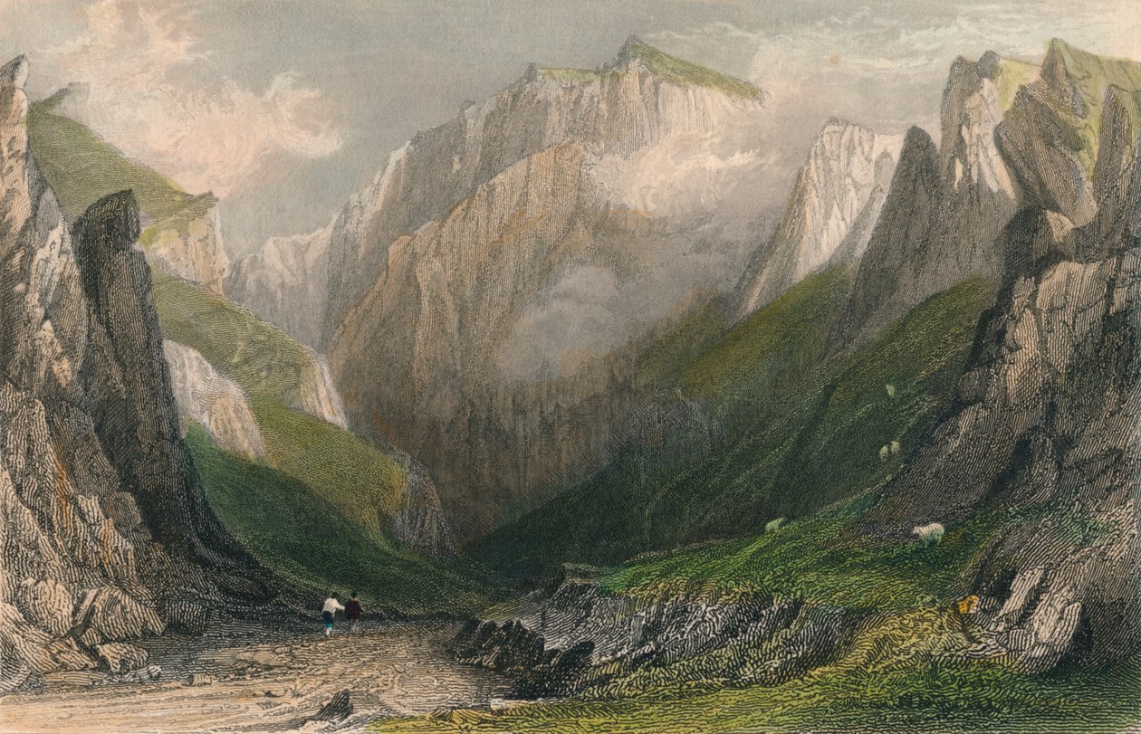 „Dolina Winnetów, Derbyshire”, 1837 autorstwa John James Hinchliff