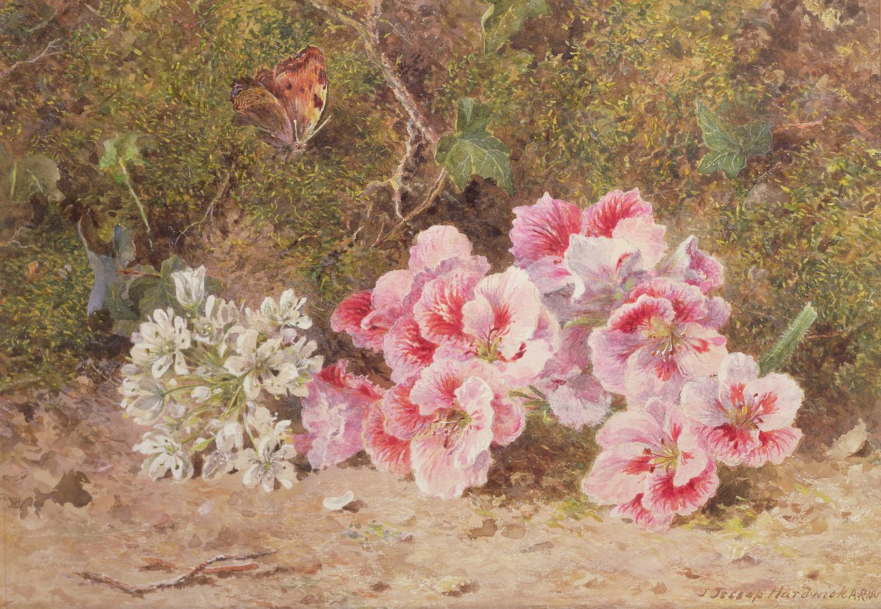 Motyl i kwiaty autorstwa John Jessop Hardwick