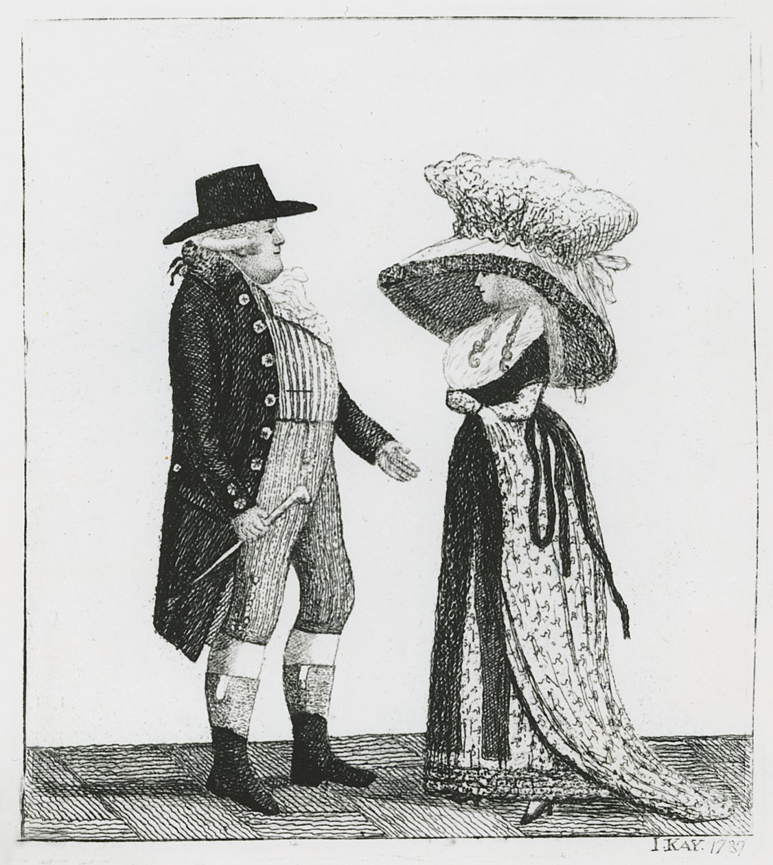Kapitan Dalrymple i Penelope Macdonald, 1787 autorstwa John Kay