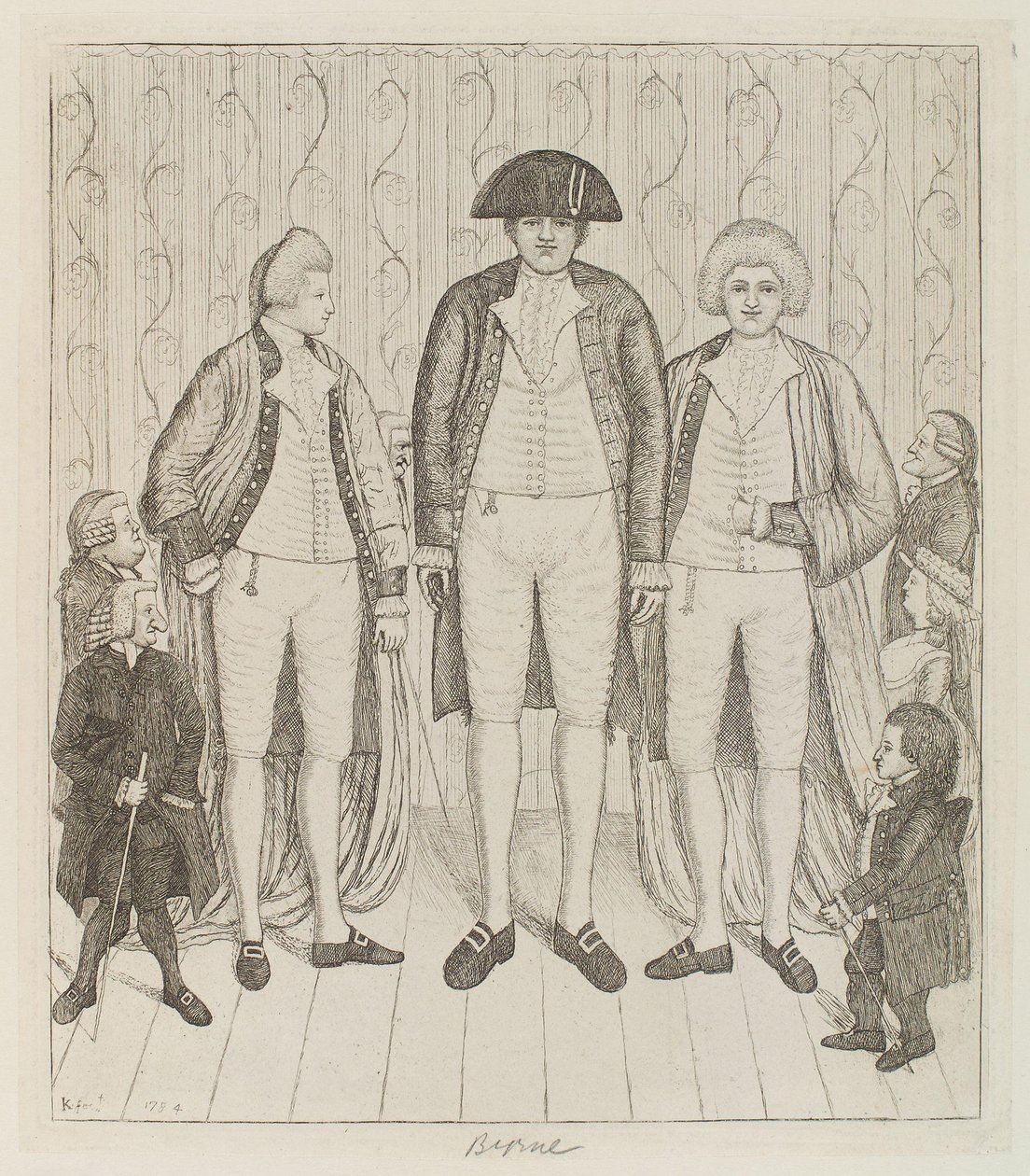 Charles Byrne; James Burnett, Lord Monboddo; William Richardson; John Bell; Baillie Kyd by John Kay autorstwa John Kay
