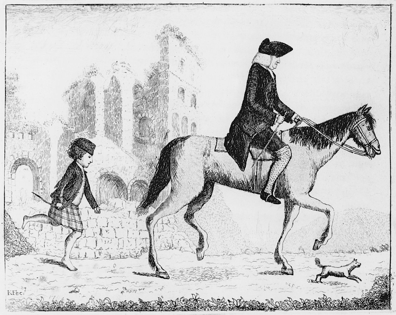Francis Garden, Lord Gardenstone ze swoim psem Smashem i chłopcem z Highland, 1784 autorstwa John Kay