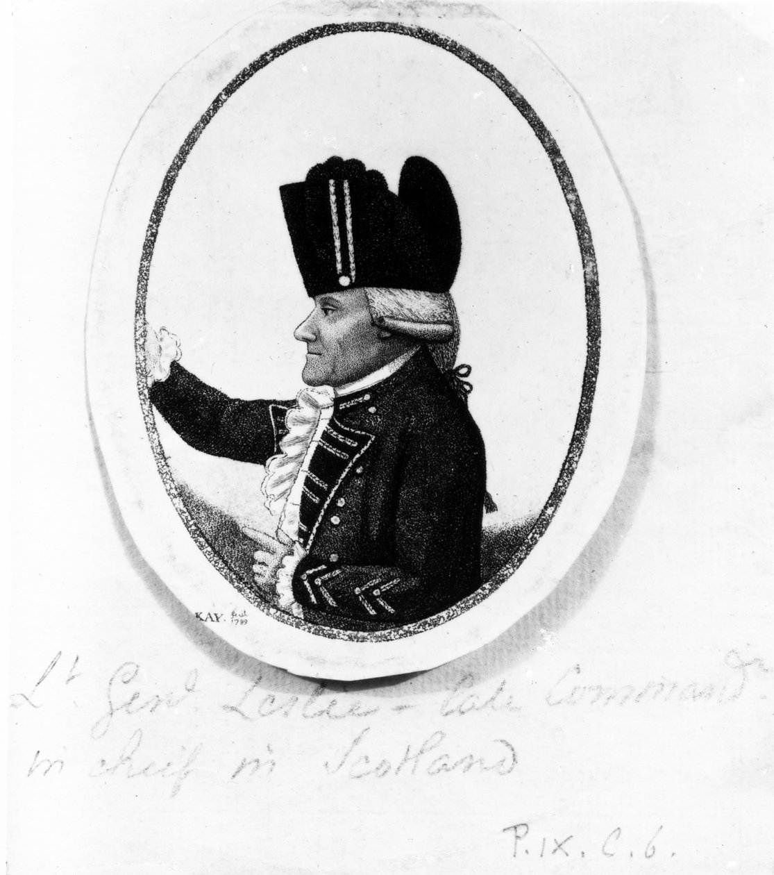 Hon. Alexander Leslie (Dziewiąty Pułk Piechoty), ilustracja z „Kays Portraits”, 1789 autorstwa John Kay