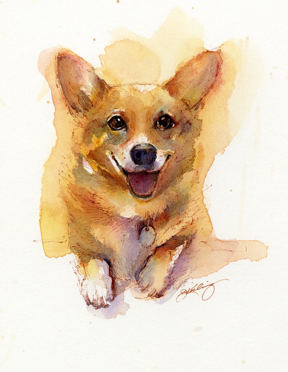 Portret Ellie, 2017, (akwarela) autorstwa John Keeling