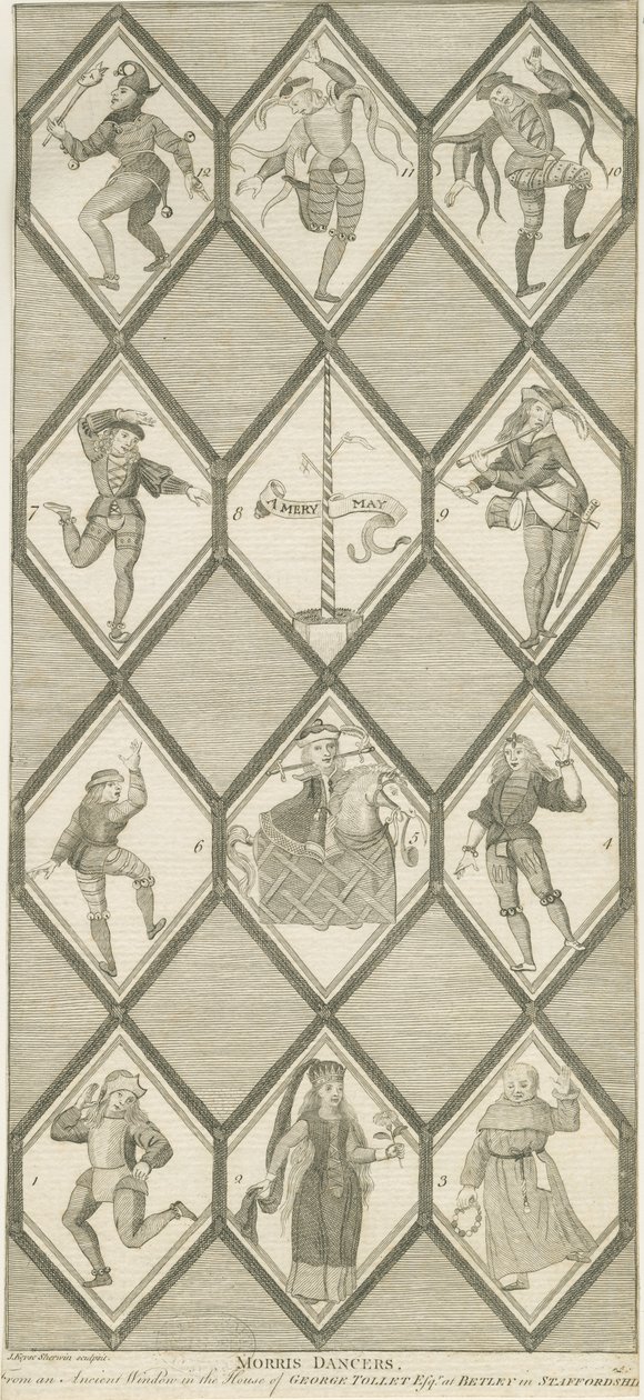 Okno Betley Glass - Morris Dancers: grawerowanie, bd [1751-1790] autorstwa John Keyse Sherwin
