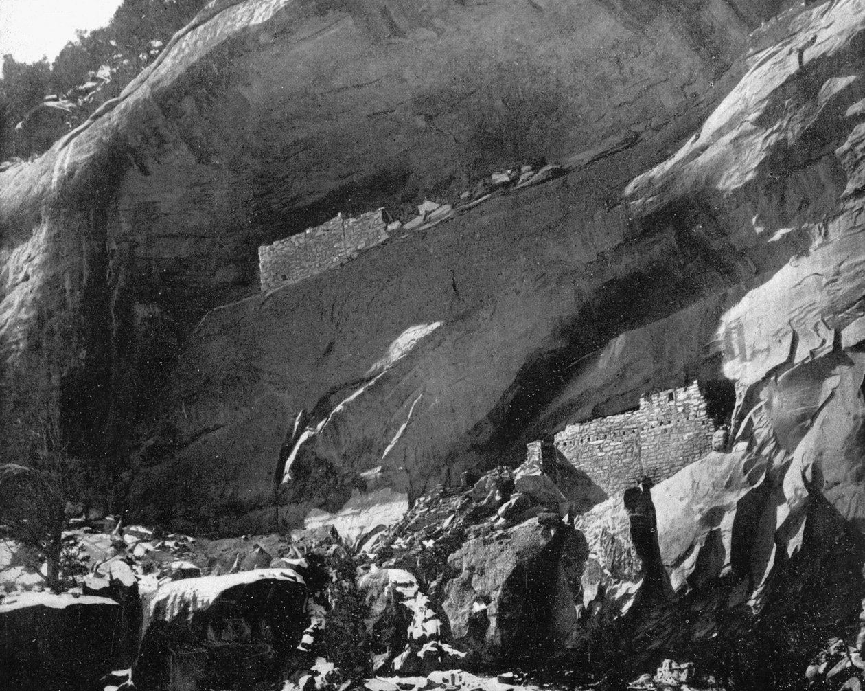 Domy na klifie, Kanion Mancos, Arizona, USA, 1893 r. autorstwa John L. Stoddard