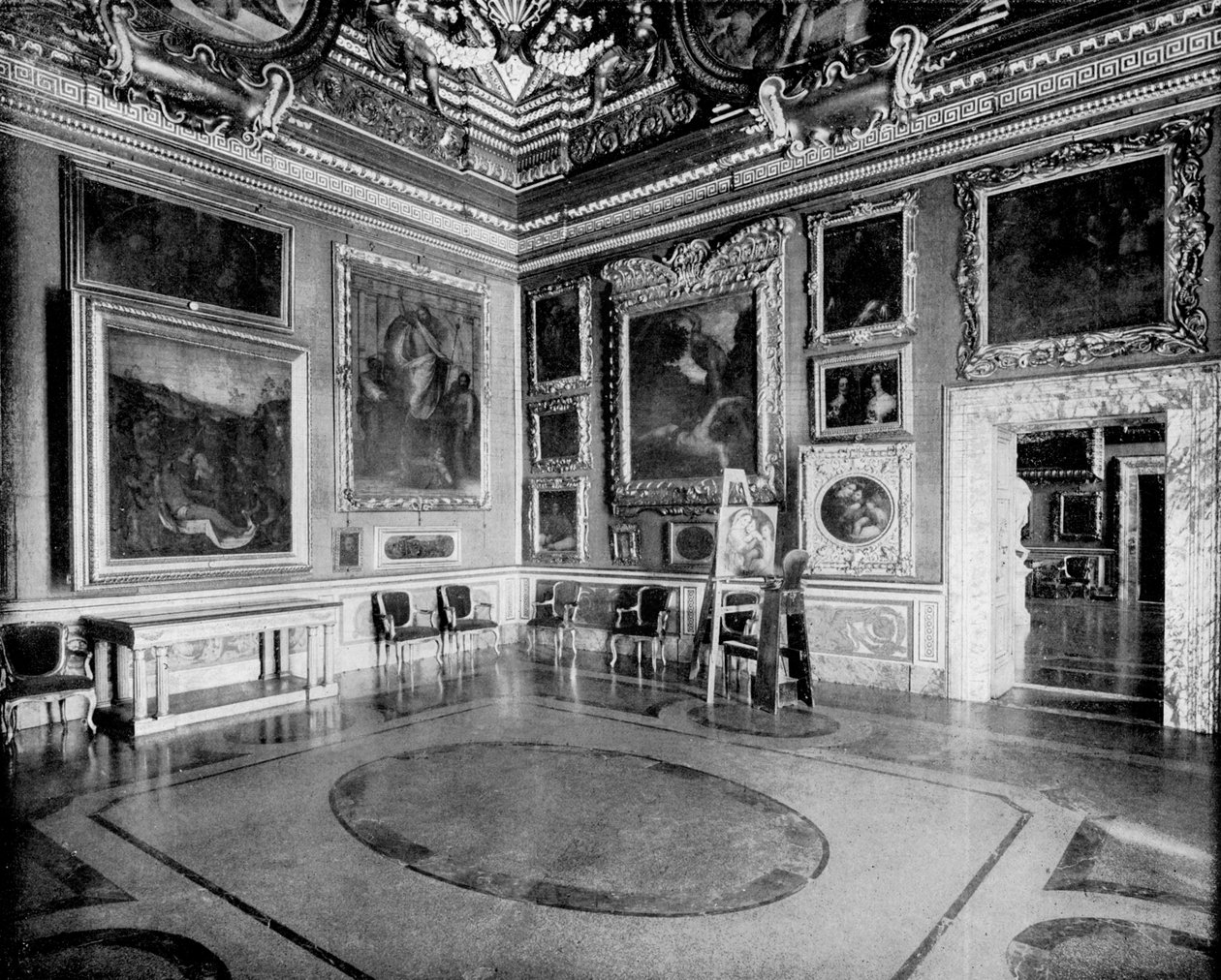 Sala Saturna, Pałac Pitti, Florencja, Włochy, 1893. autorstwa John L. Stoddard