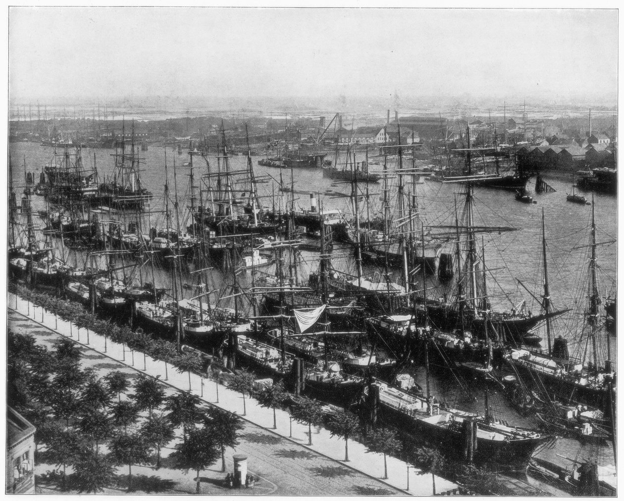 Port w Hamburgu, Niemcy, koniec XIX wieku. autorstwa John L. Stoddard