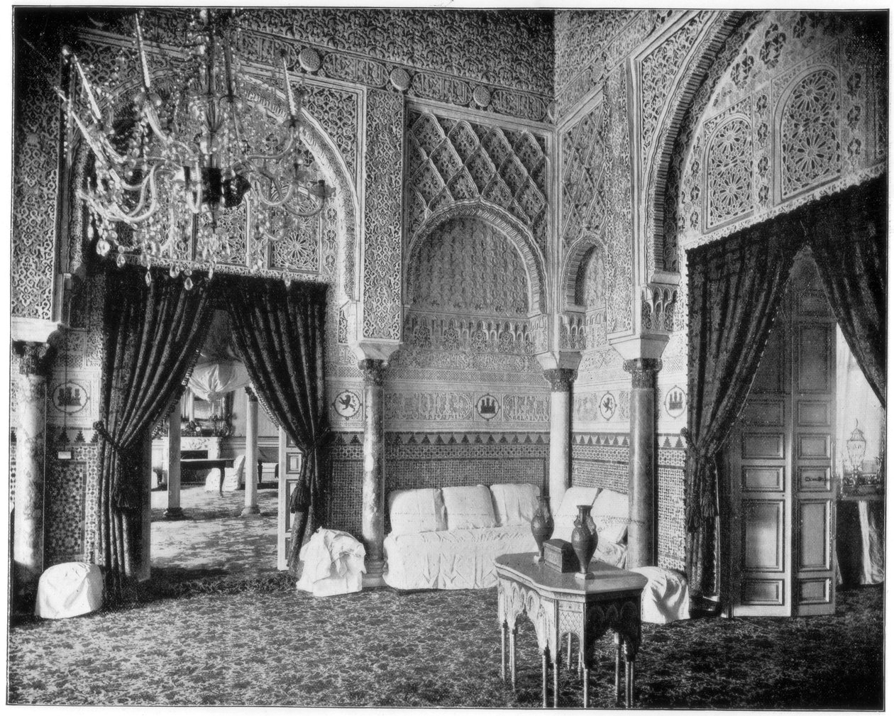 Salon Marii de Padilla, Alcazar, Sewilla, Hiszpania, koniec XIX wieku autorstwa John L. Stoddard