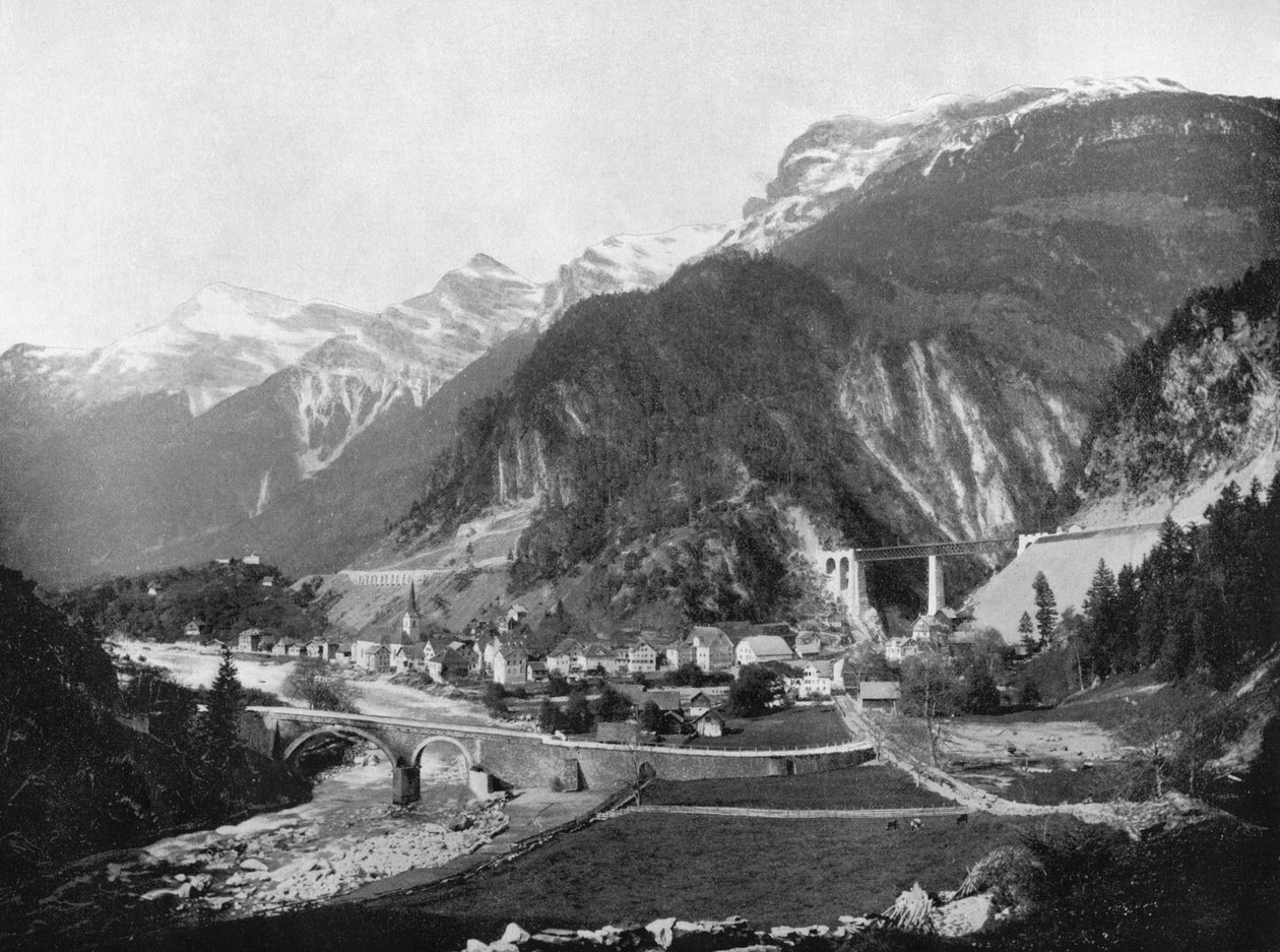 Przełęcz i most Świętego Gotarda, Szwajcaria, 1893 r. autorstwa John L. Stoddard