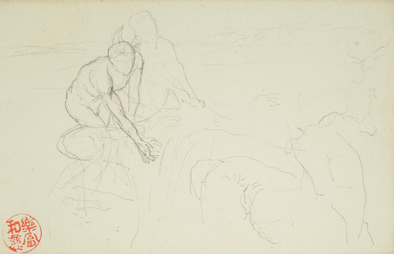 Achilles i Xanthus, z folio La Farge nr 849 i nr 860, jeden z 42 rysunków autorstwa John La Farge