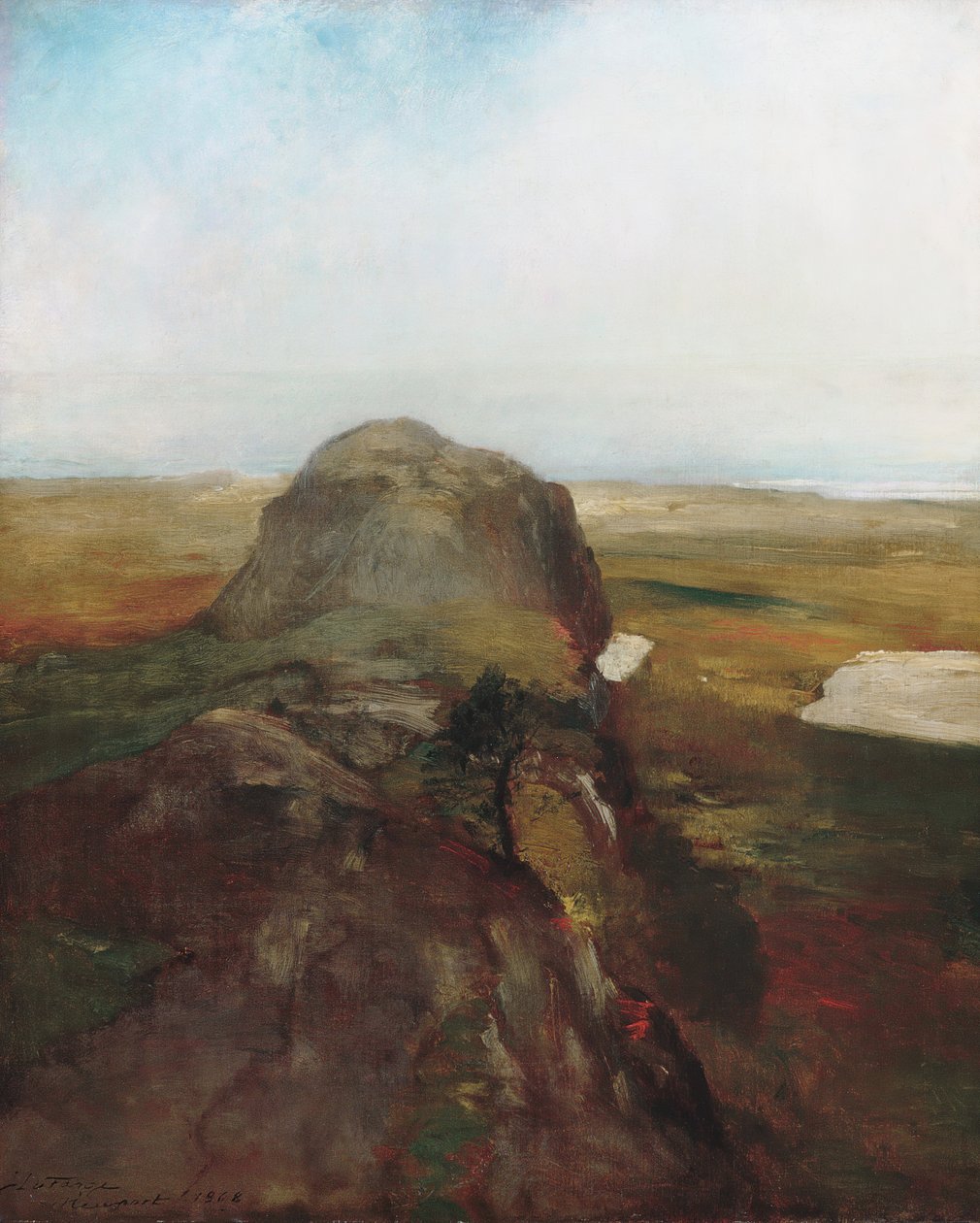 Studium jesienne, Widok na wiszącą skałę, Newport, R.I., 1868. autorstwa John La Farge