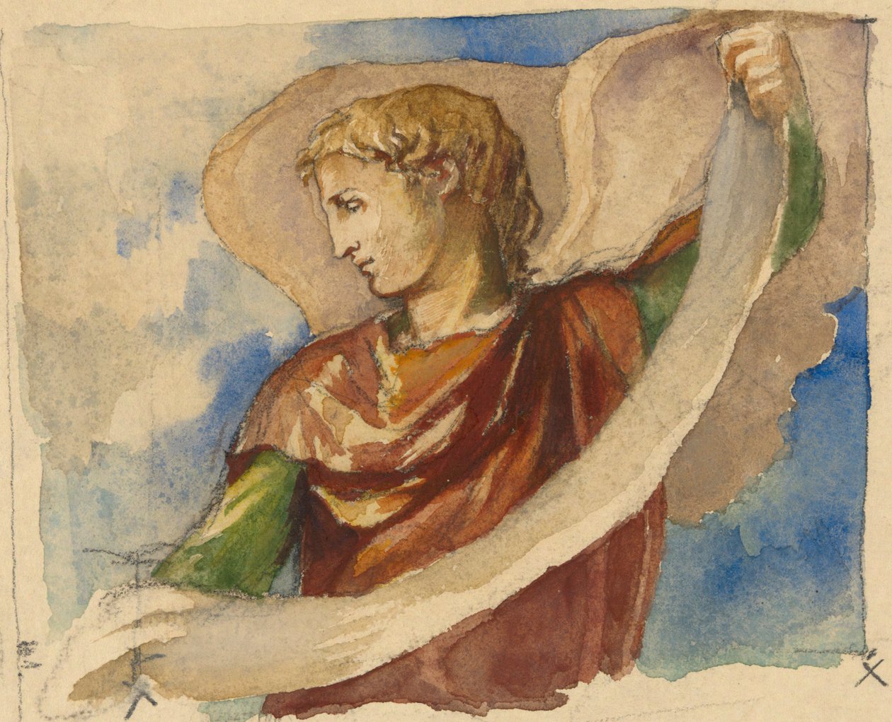 Studium dla Anioła w Dekoracji Wieży, Kościół Świętej Trójcy, Boston autorstwa John La Farge