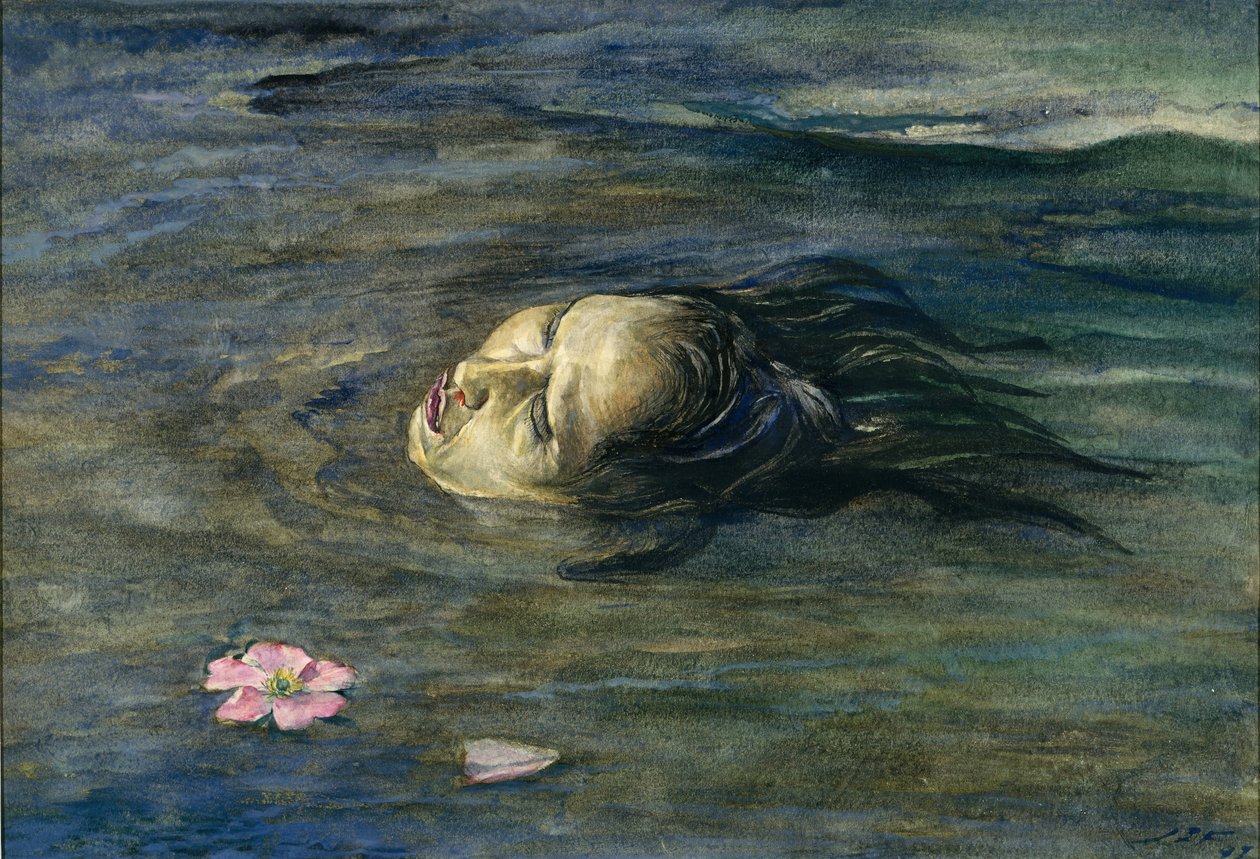 Dziwna rzecz, którą mały Kiosai widział w rzece, 1897. autorstwa John La Farge